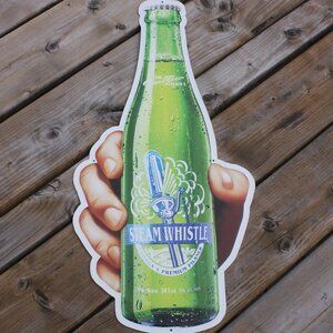 Rare Steam Whistle Sign Steam Whistle Bottle Metal Sign